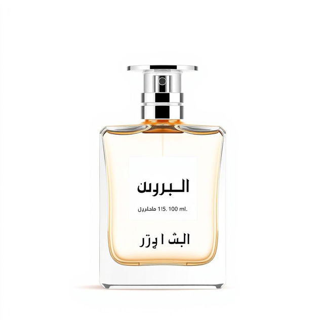 A perfume bottle with a sleek, elegant design, prominently featuring the text 'فرعون' in a stylish font