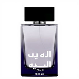 A perfume bottle with a sleek, elegant design, prominently featuring the text 'فرعون' in a stylish font