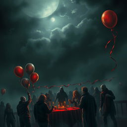 A dark and mysterious book cover illustrating a celebration that takes a turn into a zombie apocalypse