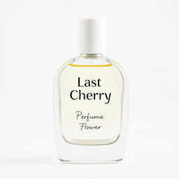 A simple perfume bottle with a clean and minimalist design, set against a pure white background