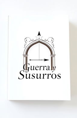 An elegant book cover design featuring an arch and an arrow against a pristine white background