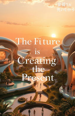 A futuristic landscape featuring stunningly beautiful architecture with flowing forms and soft glowing lights
