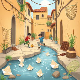 A nostalgic cartoon and fantasy-themed illustration depicting the childhood of Iranian teenagers