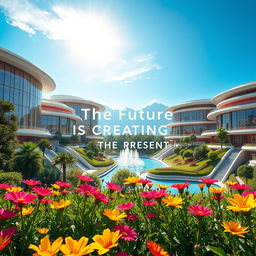 A breathtaking, futuristic landscape featuring stunningly beautiful architecture with warm, inviting colors