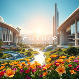 A breathtaking, futuristic landscape featuring stunningly beautiful architecture with warm, inviting colors