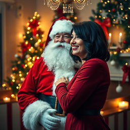 An empowered, joyful Christmas scene featuring Santa Claus in an elegant setting