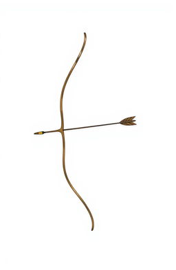 A minimalist illustration featuring a bow and arrow against a clean white background