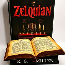 A dark book cover featuring an ancient altar at the center adorned with strange symbols and unlit candles