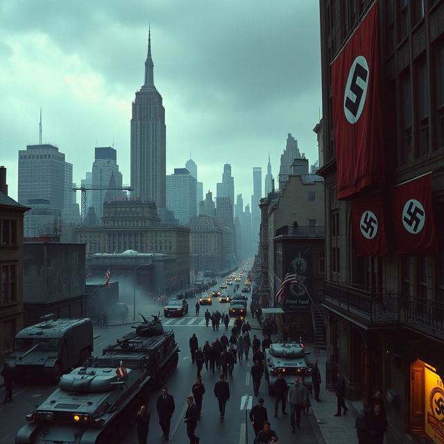 A dystopian view of New York City in the year 1983, under the control of Nazi Germany