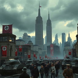 A dystopian view of New York City in the year 1983, under the control of Nazi Germany