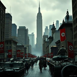 A dystopian view of New York City in the year 1983, under the control of Nazi Germany