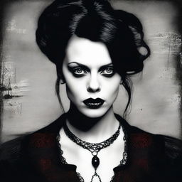 An exceptional digital art image features a woman who closely resembles actress Fairuza Balk