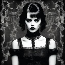 An exceptional digital art image features a woman who closely resembles actress Fairuza Balk