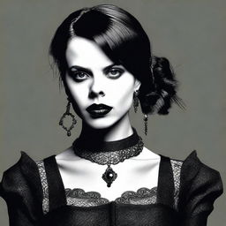 An exceptional digital art image features a woman who closely resembles actress Fairuza Balk