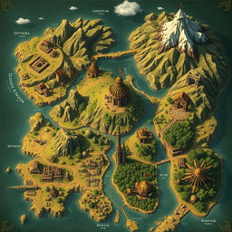 A richly detailed fantasy map showcasing the Bathara Kingdom as the central location