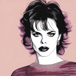 This high-quality digital art image vividly portrays a woman strikingly similar to actress Fairuza Balk, as she might have appeared in the 1990s