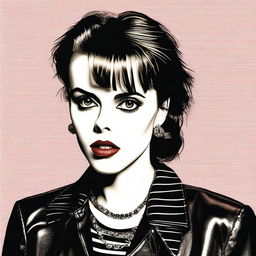 This high-quality digital art image vividly portrays a woman strikingly similar to actress Fairuza Balk, as she might have appeared in the 1990s