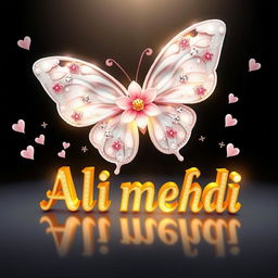 A luxurious and elegant digital illustration of a large, majestic white butterfly with glittering, sparkling wings