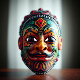 A highly detailed, artistic representation of a face on a mask