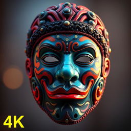 A highly detailed, artistic representation of a face on a mask