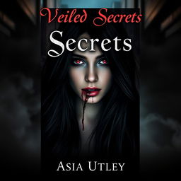 A dark, moody book cover set in a shadowy alley, featuring a high-value woman with striking red eyes and long, flowing black hair, exuding an air of mystery