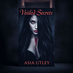 A dark, moody book cover set in a shadowy alley, featuring a high-value woman with striking red eyes and long, flowing black hair, exuding an air of mystery