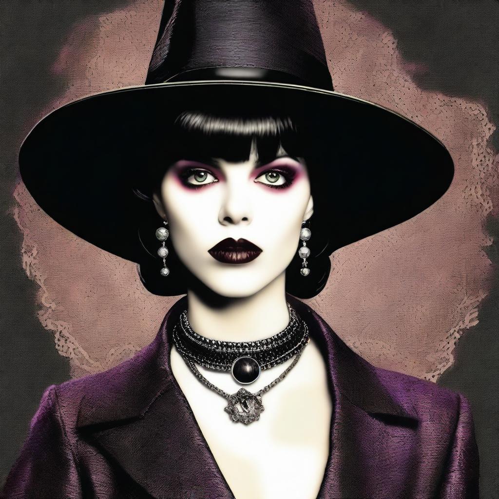 This is a high-quality digital art image that depicts a woman bearing a remarkable resemblance to actress Fairuza Balk, as seen in the 1990s