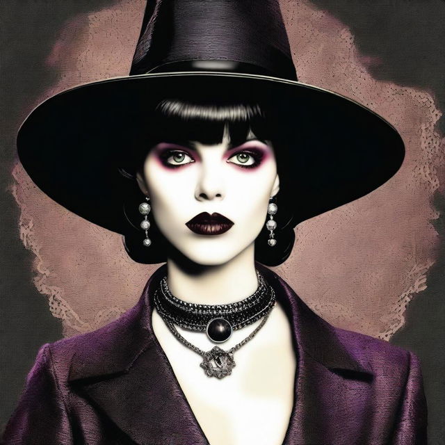 This is a high-quality digital art image that depicts a woman bearing a remarkable resemblance to actress Fairuza Balk, as seen in the 1990s