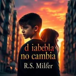 A captivating book cover featuring an urban background with a warm sunset glow, radiating hues of orange, pink, and gold