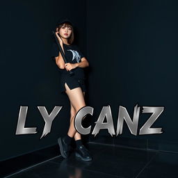 A high-resolution, full HD image of a Japanese woman dressed in modern kid hip-hop dance attire, featuring black shoes and a black baseball cap