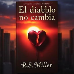 A book cover featuring an urban background with a sunset in dark and warm tones, creating a mysterious atmosphere