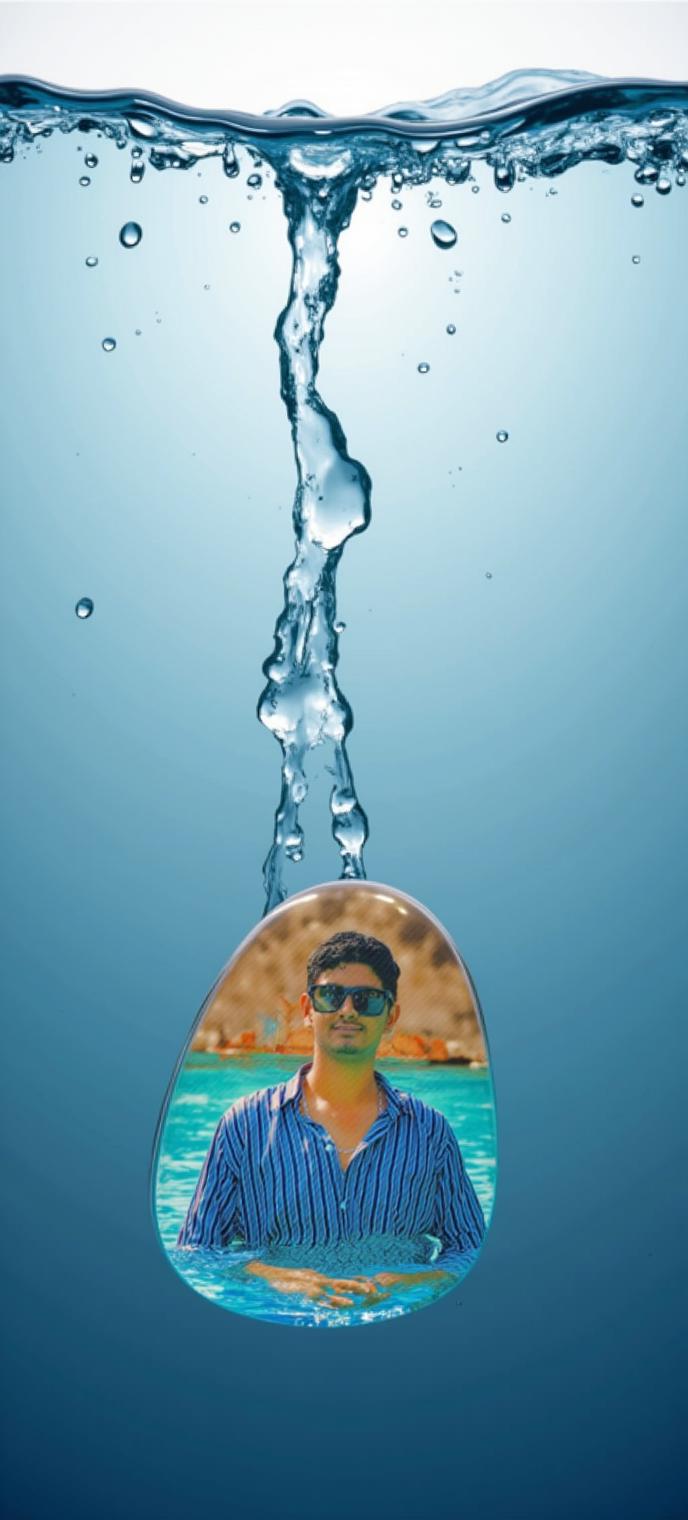 A vibrant and colorful pool scene featuring a person standing in clear turquoise water