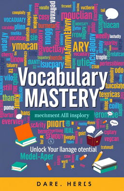 A visually appealing and educational cover design for an ebook titled 'Vocabulary Mastery'