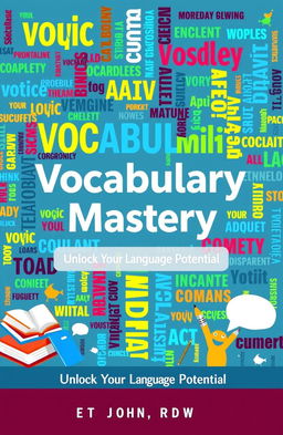 A visually appealing and educational cover design for an ebook titled 'Vocabulary Mastery'