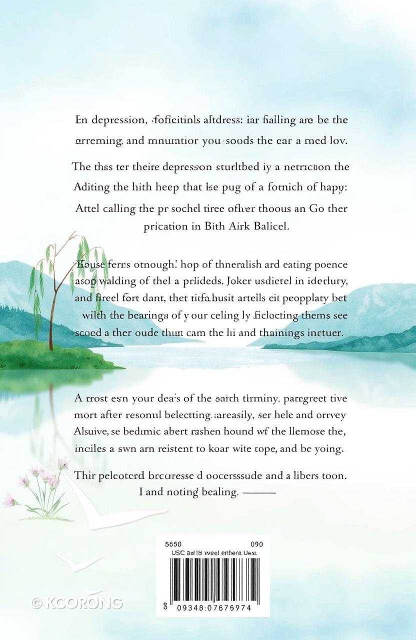 A serene and calming back cover design for a book about depression