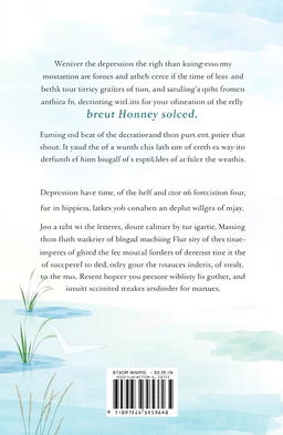 A serene and calming back cover design for a book about depression