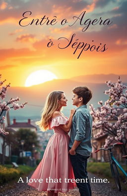 A captivating cover for a young adult romance novel titled "Entre o Agora e o Depois"