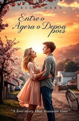 A captivating cover for a young adult romance novel titled "Entre o Agora e o Depois"