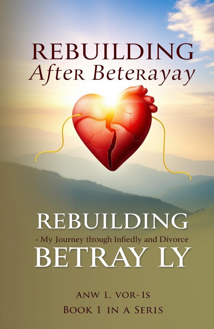 A powerful and inspiring book cover for 'Rebuilding After Betrayal: My Journey Through Infidelity and Divorce'