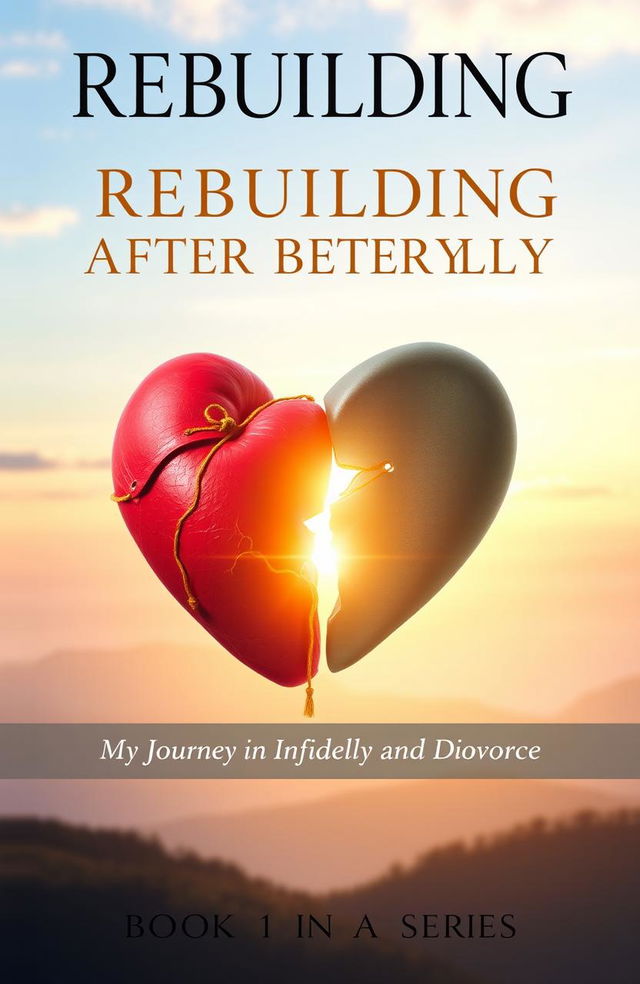 A powerful and inspiring book cover for 'Rebuilding After Betrayal: My Journey Through Infidelity and Divorce'