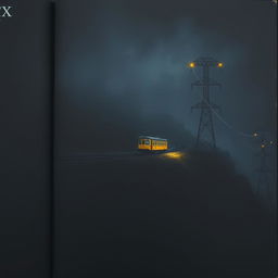 A black book cover featuring a dark, atmospheric scene with a side view of a single-track railway running over a hill