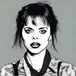 A high-quality digital art image presents a woman who closely resembles the actress Fairuza Balk