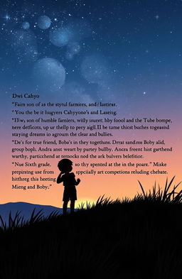 The story portrays Dwi Cahyo, the protagonist, who dreams of becoming a successful architect