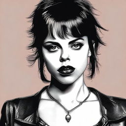 This is a high-quality digital art image that features a woman bearing a strong resemblance to actress Fairuza Balk