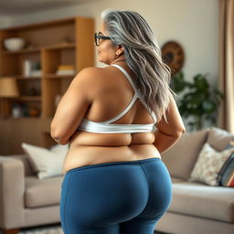 A 55-year-old plus-size Indian woman with a voluptuous body and sensual curves, featuring large breasts and wide hips