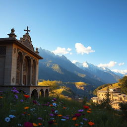 A picturesque view of the Saqqez region in Iran, showcasing stunning mountainous landscapes with lush greenery and traditional Persian architecture