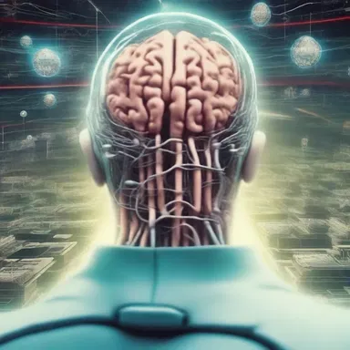 The science fiction story depicts a futuristic society where humans have implanted FM receivers in their brains to receive information directly.