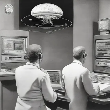 The science fiction story depicts a futuristic society where humans have implanted FM receivers in their brains to receive information directly.