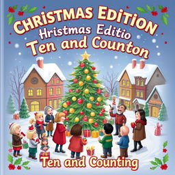A charming and whimsical illustration for a Christmas-themed political storybook titled 'Christmas Edition Ten and Counting'