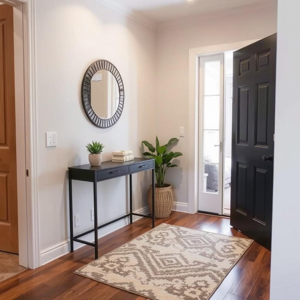 A small entryway, designed to create a welcoming atmosphere